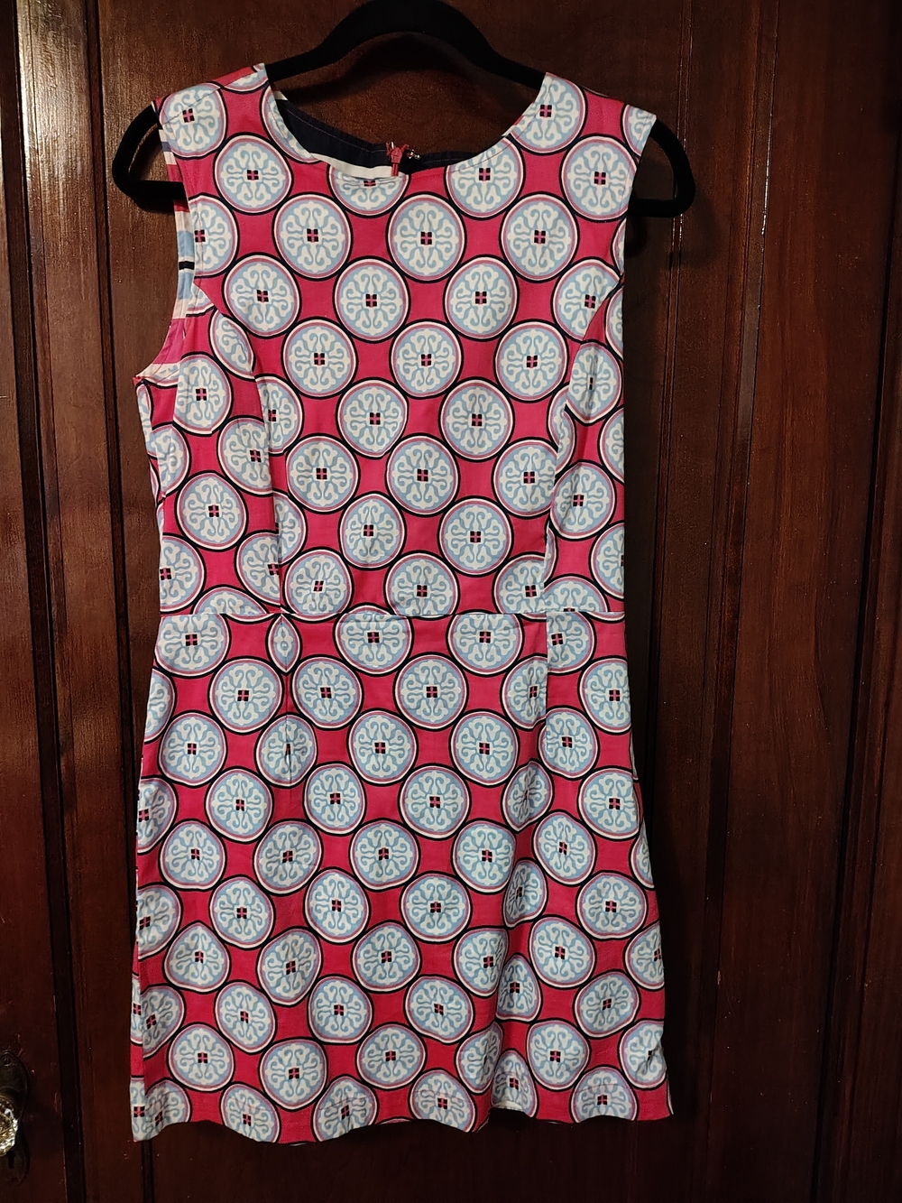 Dizzy Lizzie Sleeveless Pink And White Geometric Mini Sheath Dress Size Small